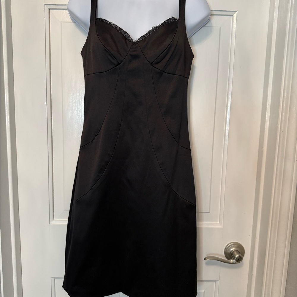 Max & Cleo Black Slip Dress Lace Trim Elegant Evening Size 6